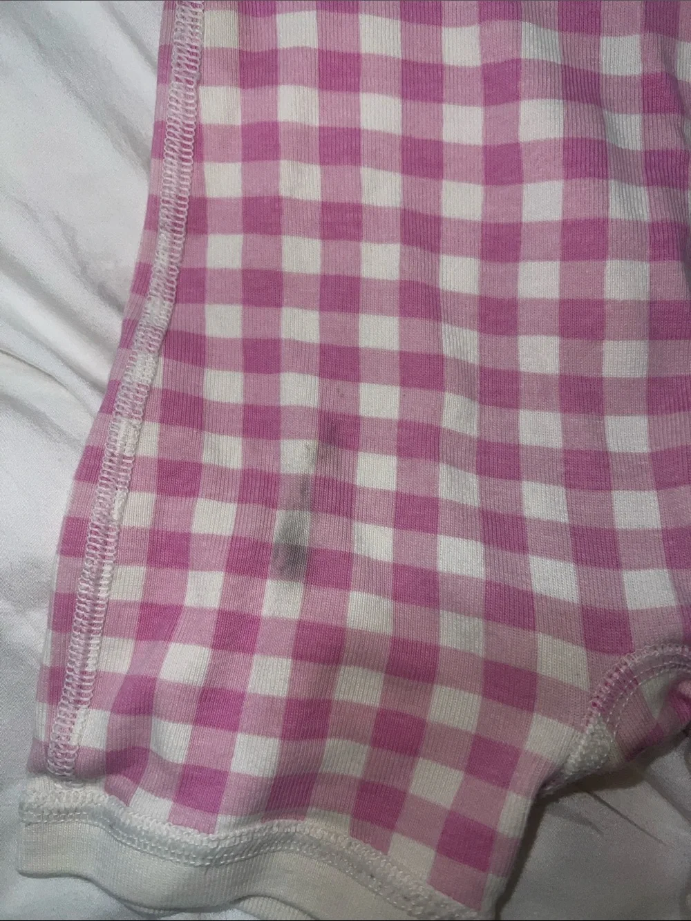 Hanna Andersson Pink and Cream Gingham Short Sleeve Zip Romper Pajamas